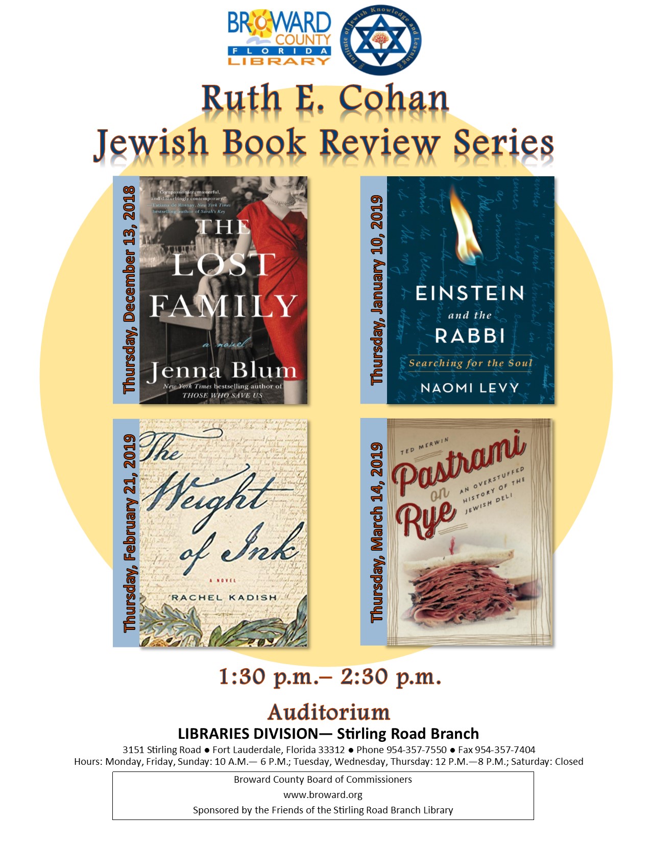 Ruth E. Cohan Jewish Book Review Series  -  Broward, Miami-Dade & Palm Beach