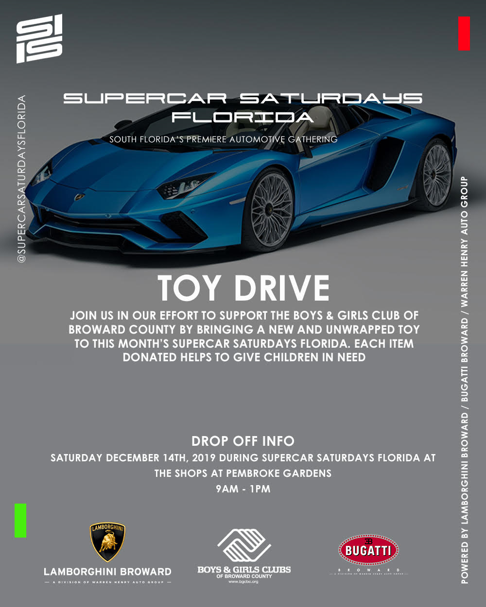 Supercar Saturdays Florida Annual Toy Drive Hosted Lamborghini
