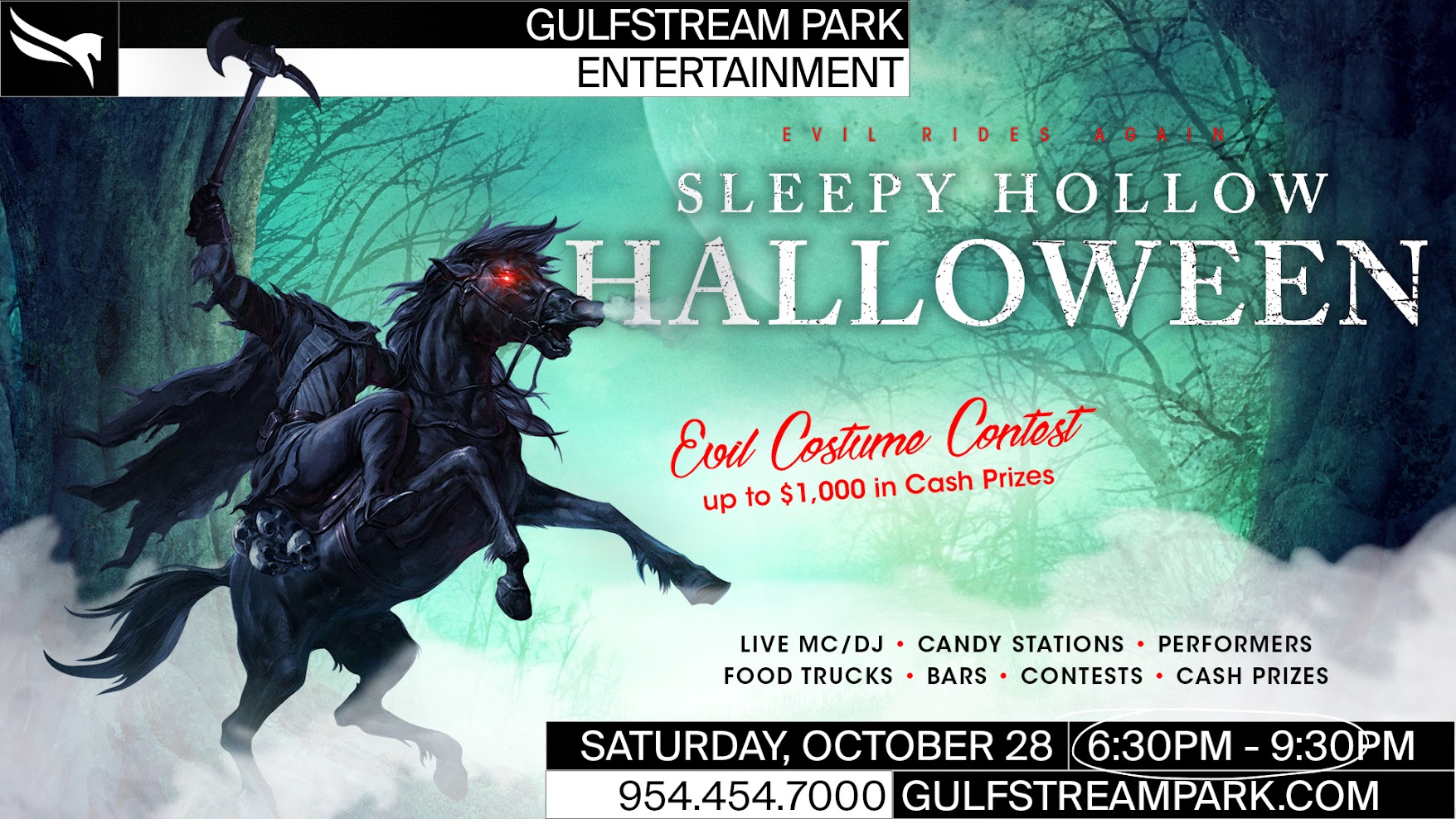 The Headless Horseman Halloween Gallops into Gulfstream Park Village on